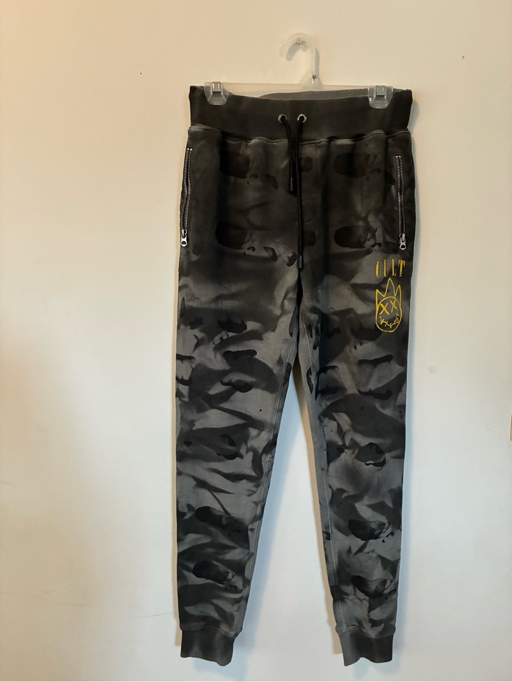 Cult of Individuality Gray Camo Joggers with Yellow Logo Accent